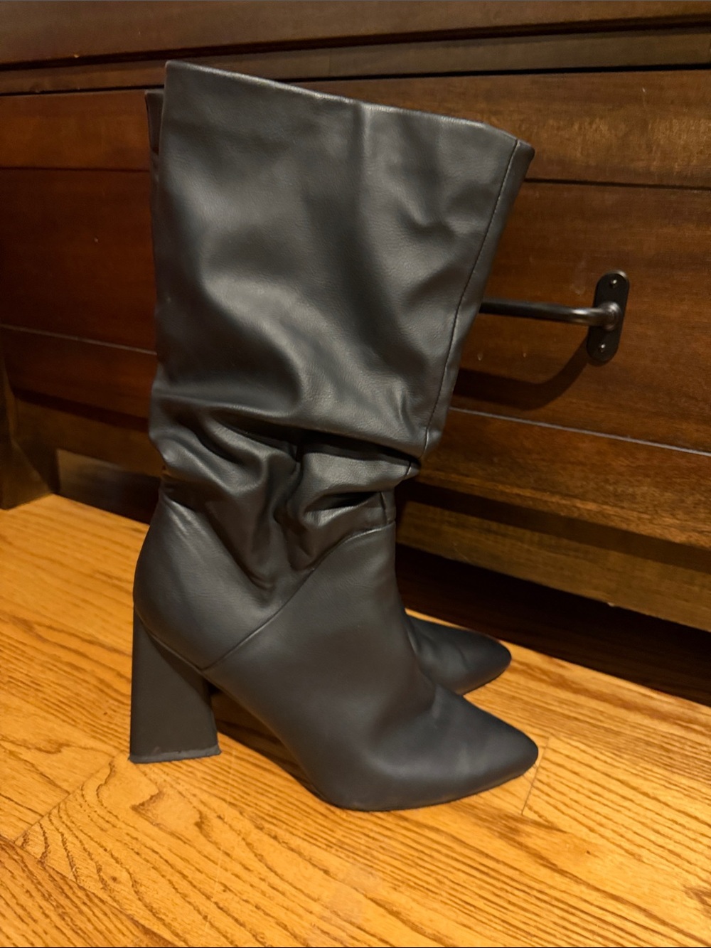 Dolce Vita Black Slouchy Pointed-Toe Block Heel Boots - Women